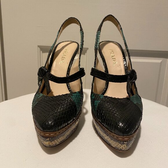 Prada Python Slingback Patchwork Platform Heels, size 36 - Picture 1 of 10
